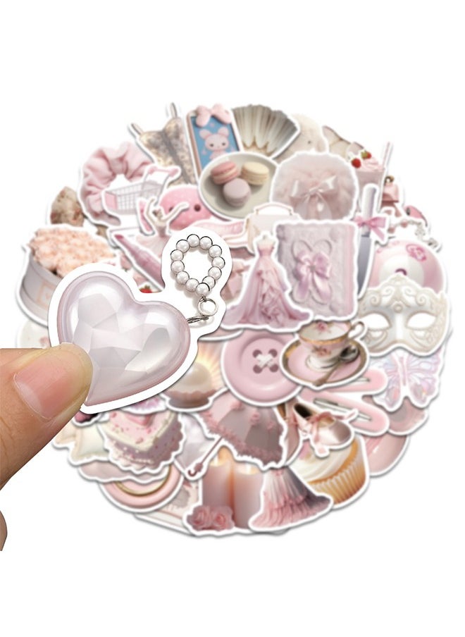 Beyond 50Pcs Girls Gentle Ballet Pink Sticker, Pink Aesthetic Graffiti Sticker for Kids Teens, Cute Pink Laptops Decals for Water Bottles Journal Bag Phone  - Image 2