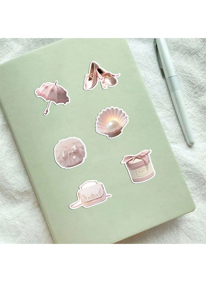Beyond 50Pcs Girls Gentle Ballet Pink Sticker, Pink Aesthetic Graffiti Sticker for Kids Teens, Cute Pink Laptops Decals for Water Bottles Journal Bag Phone  - Image 3