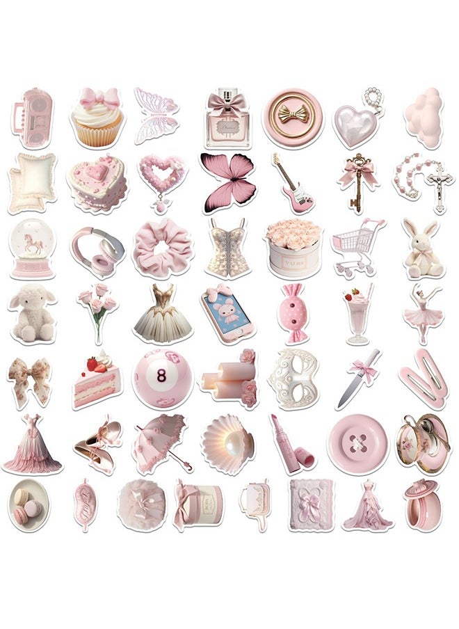 Beyond 50Pcs Girls Gentle Ballet Pink Sticker, Pink Aesthetic Graffiti Sticker for Kids Teens, Cute Pink Laptops Decals for Water Bottles Journal Bag Phone  - Image 5