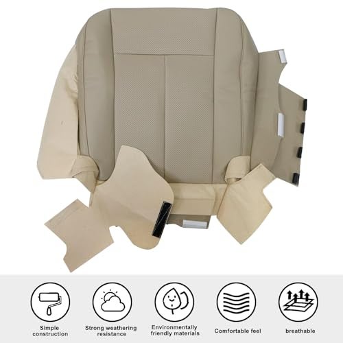 Sekeseauto Front Passenger Side Bottom Replacement Perforated Leather Seat Cover Tan #4C 2C or 1C Compatible with Ford Expedition 2007 2008 2009 2010 2012 2013 2014 - Image 5