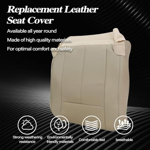 Sekeseauto Front Passenger Side Bottom Replacement Perforated Leather Seat Cover Tan #4C 2C or 1C Compatible with Ford Expedition 2007 2008 2009 2010 2012 2013 2014 - Image 4