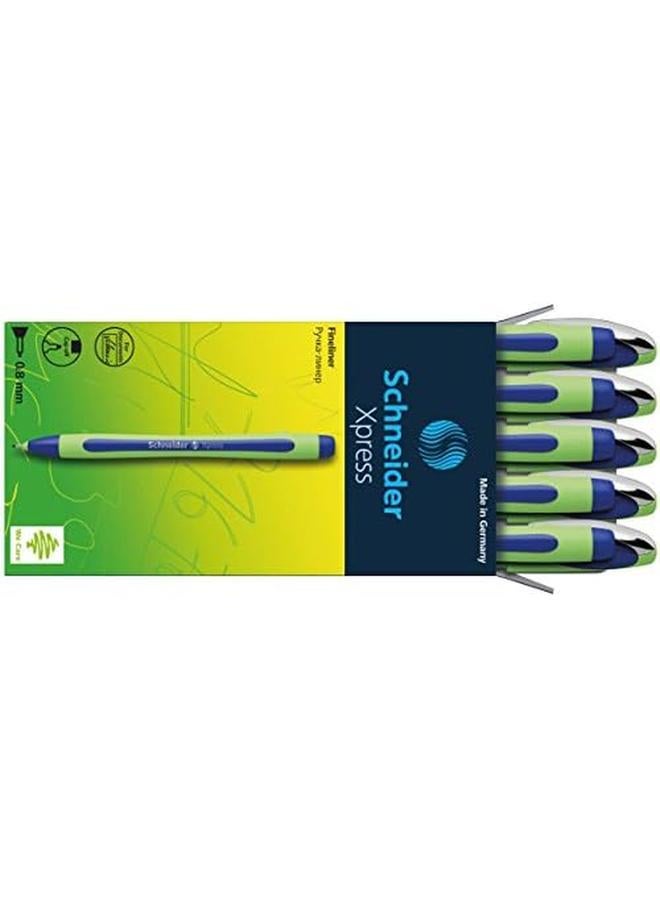 Schneider Xpress Fineliner 0.8Mm Porous Point Pen Blue Box Of 10 Pens 190003 - Image 2