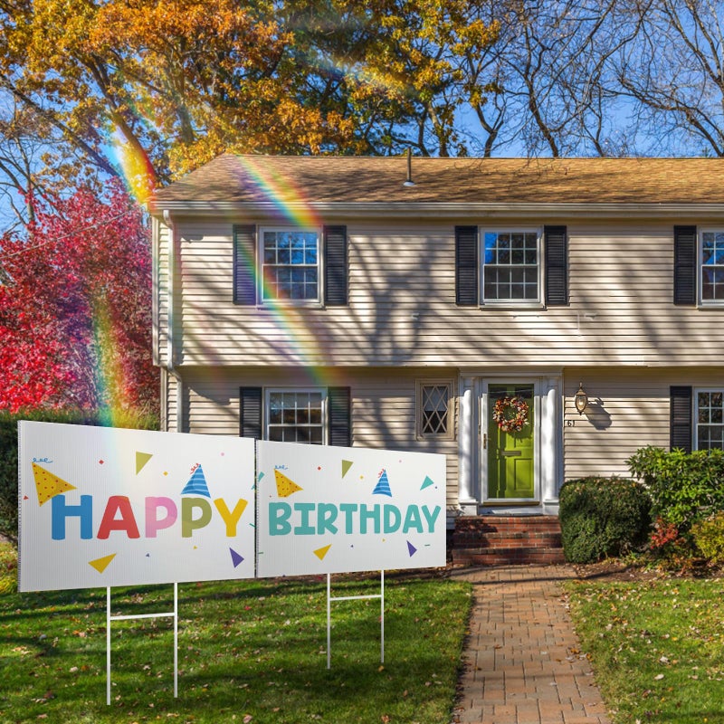 ONEXIZ 4 Pack Blank Yard Signs 17 x 12 in with Metal Stakes, White Plastic Yard Lawn Sign for Birthday Decoration,Garage Sale,Guidepost, Open House, Rent - Image 5