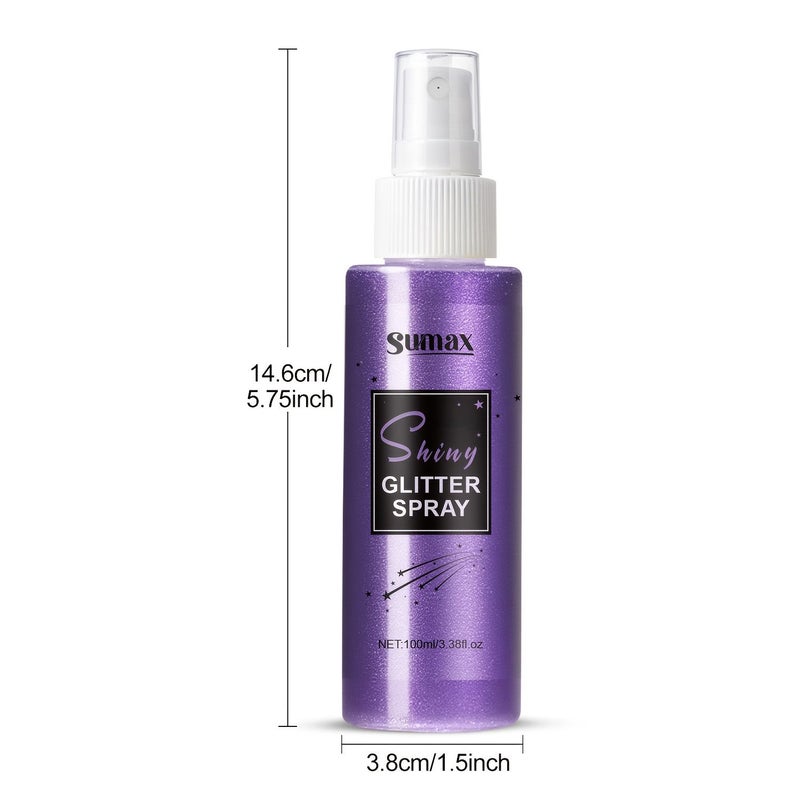 Purple Glitter Spray 3.38oz Buildable Formula Non-Sticky Quick-Drying Shine And Shimmer For Hair Body Face - Image 5
