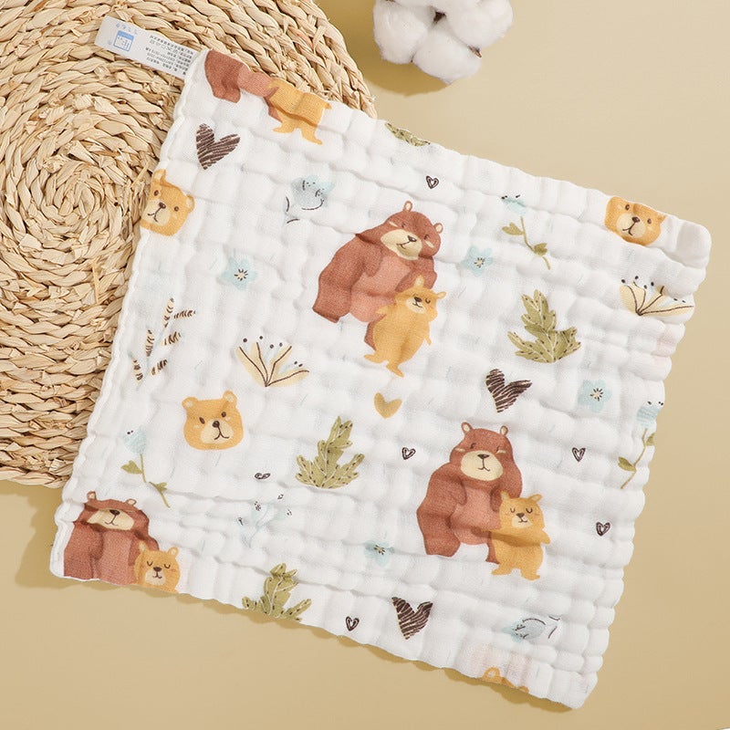 Soft Cotton Baby Drool Bib Gauze Towel Pillow Parent-child bear 