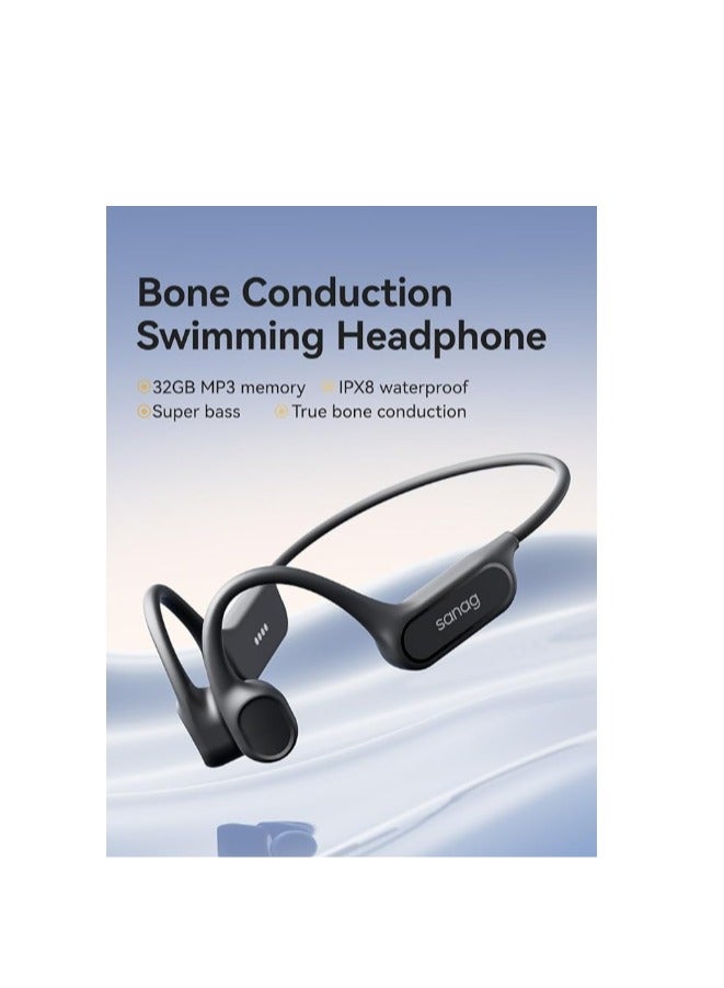 ساناج Sanag B33S Bone Conduction Headphone, IPX8 Swimming Waterproof Earphone, Wireless Bluetooth Open Ear Headset with Mic, 32GB MP3 Memory, Noise Reduction Call, 8H Playtime for Running Sports Swim, Begie - Image 3