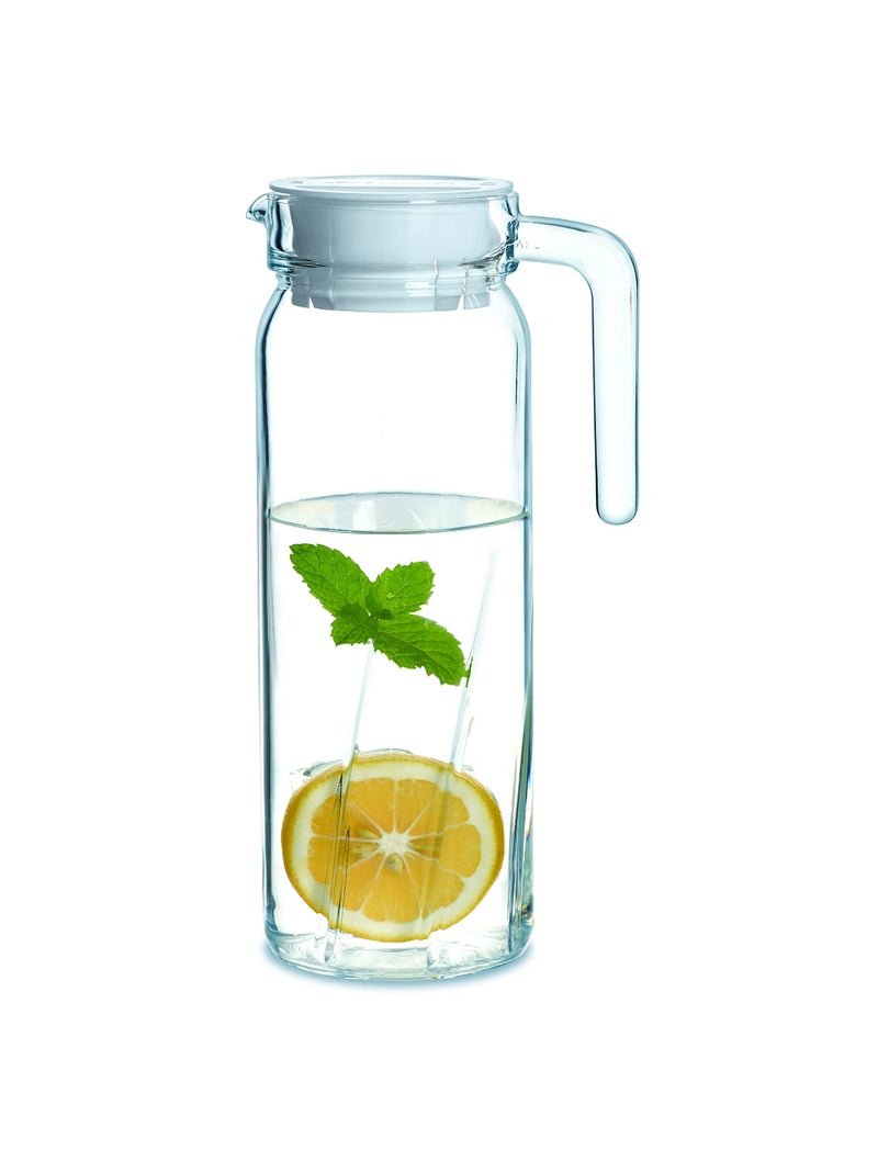 Incrizma Glassware Imported Jug with White Lid Pitchers (1000 ml Ray) - Image 1