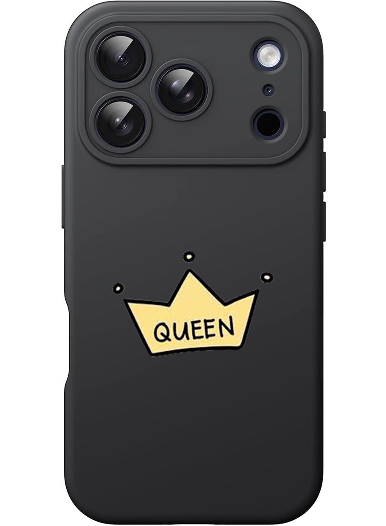 Theodor Protective Slim Fit Case Liquid Silicone Cover with Full Body Protection Anti-Scratch Shockproof Case For Apple iPhone 17 Pro (Black) Queen crown - Image 1
