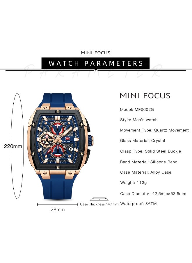 Mini Focus Mini Focus Men’s Quartz Watch MF0602G – Gold Case with Black Silicone Strap - Image 5