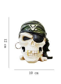 YINZUO Halloween Skull Pirate Sculpture - Global Nautical Captain Skeleton Head Piggy Bank, Scary Money Jar Statue, Holders Skull Ashtray with Lid  - Image 2