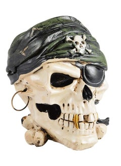 YINZUO Halloween Skull Pirate Sculpture - Global Nautical Captain Skeleton Head Piggy Bank, Scary Money Jar Statue, Holders Skull Ashtray with Lid  - Image 3