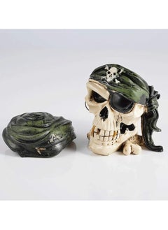 YINZUO Halloween Skull Pirate Sculpture - Global Nautical Captain Skeleton Head Piggy Bank, Scary Money Jar Statue, Holders Skull Ashtray with Lid  - Image 4