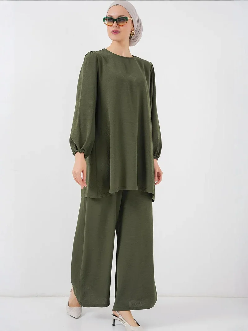 BIG DART BDART Textured Long Sleeve Crew Neck Two-Piece Coord Set