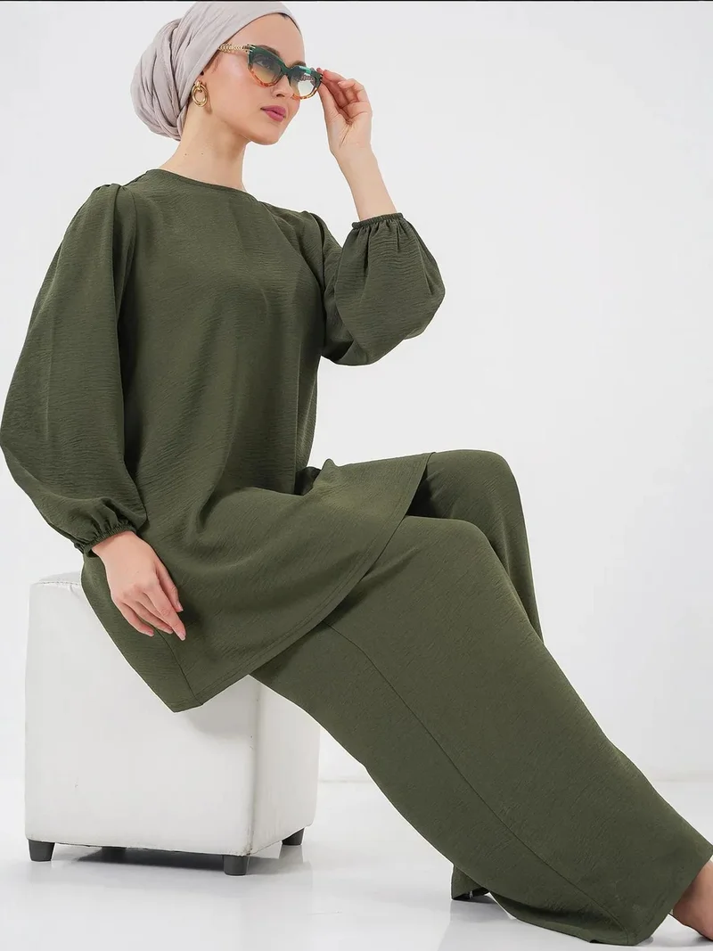 BIG DART BDART Textured Long Sleeve Crew Neck Two-Piece Coord Set