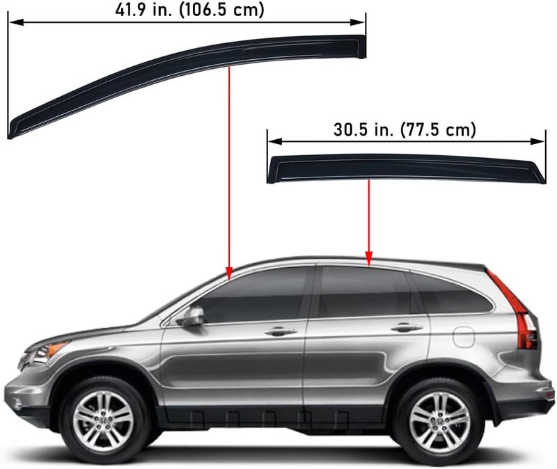 Lightronic WV94655 Tape-on Window Visors Rain Guards Smoke Tint 4PCS Set for 2007-2011 Honda CR-V - Image 2