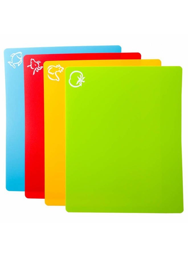 Carrollar Set of 4 Soft Plastic Chopping Boards with Food Icons, BPA Free, Non Porous, Non Slip Backing, Dishwasher Safe - Image 4