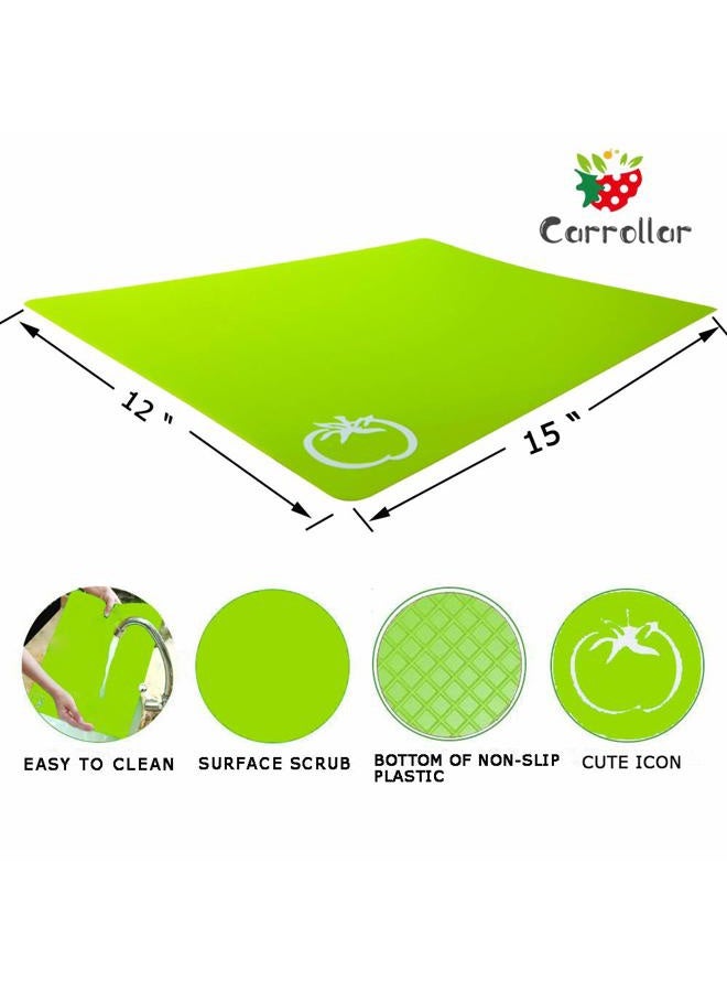 Carrollar Set of 4 Soft Plastic Chopping Boards with Food Icons, BPA Free, Non Porous, Non Slip Backing, Dishwasher Safe - Image 2