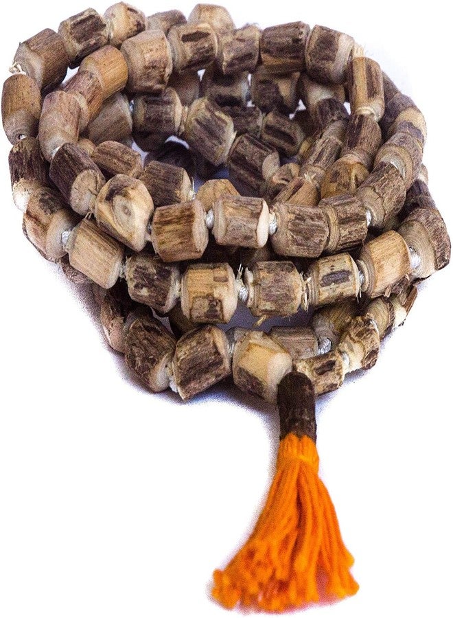 craftslook Tulsi Japa Mala with Gomukhi Bag 6mm - Hand-Knotted Natural Holy Basil Prayer Beads Rosary for Chanting & Meditation - Hindu Buddhist Energized Karma Necklace - Large Rough Beads Puja and Yoga - Image 1