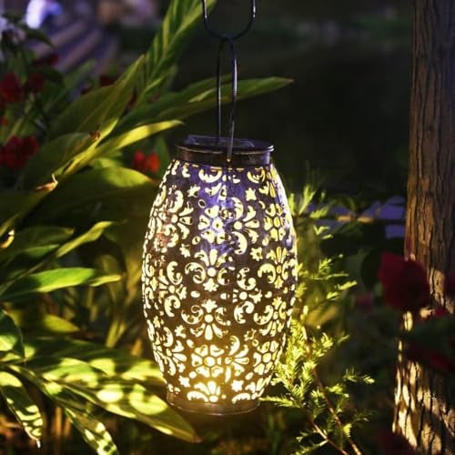 Kaixoxin 2 Pack Solar Lantern Lights for Hanging or Table Outdoor Solar Light for Patio Courtyard Garden (Silver-2pack) - Image 5