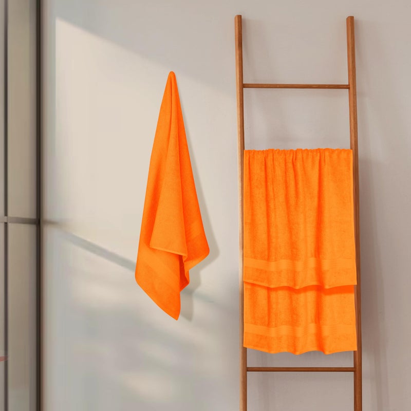 GLAMBURG Premium Cotton 4 Pack Bath Towel Set - 100% Pure Cotton - 4 Bath Towels 27x54 - Ideal for Everyday use - Ultra Soft & Highly Absorbent - Orange - Image 4