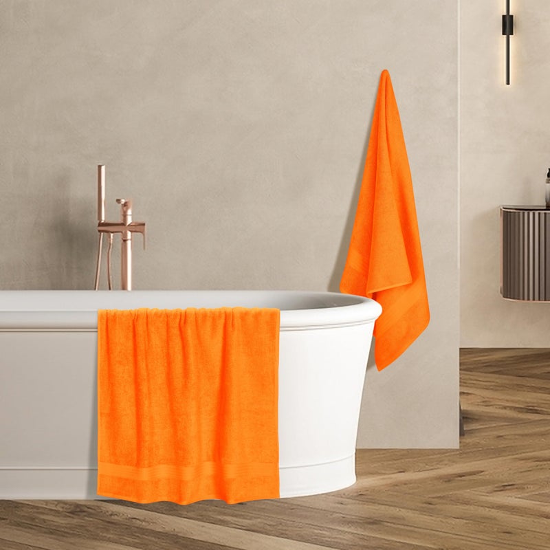 GLAMBURG Premium Cotton 4 Pack Bath Towel Set - 100% Pure Cotton - 4 Bath Towels 27x54 - Ideal for Everyday use - Ultra Soft & Highly Absorbent - Orange - Image 5