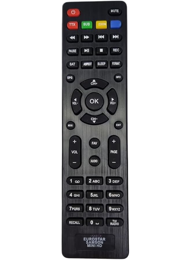 إيروريكس جهاز تحكم عن بعد لجهاز استقبال يوروستار وجهاز استقبال سامسون باللون الأسود