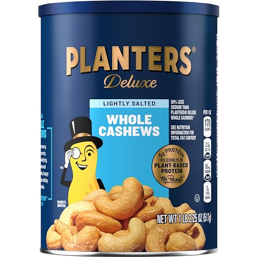 PLANTERS Deluxe Lightly Salted Cashews Party Snacks PlantBased Protein Quick Snack for Adults After School Snack Flavored with Sea Salt Kosher 1lb 225oz - Image 1