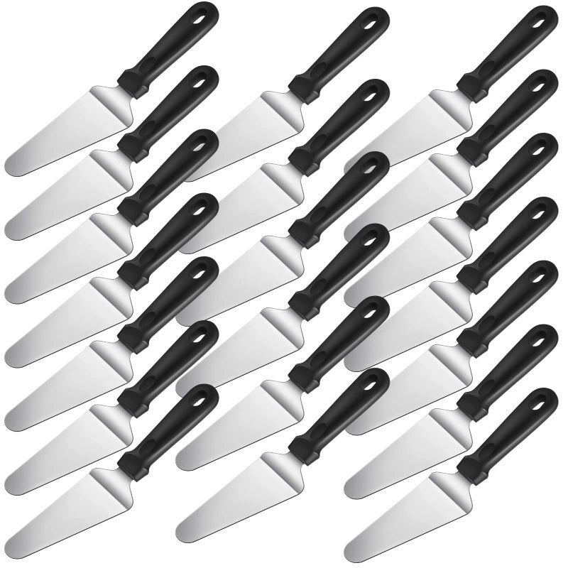 Yoande 20 Pcs Pizza Spatula Bulk Pie Server Pie Cutter Cake Cutter Stainless Steel Cake Serving Spatula Non Slip Easy to Grip Baking Triangular Spade Plastic Handle Shovel for Desserts Pizza Pie Cake 