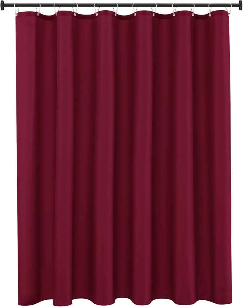 Biscaynebay Extra Long Fabric Shower Curtain Liners 72" Width by 84" Length, Burgundy Water Resistant Bathroom Curtains Rust Resistant Grommets Top Weighted Bottom Machine Washable - Image 1