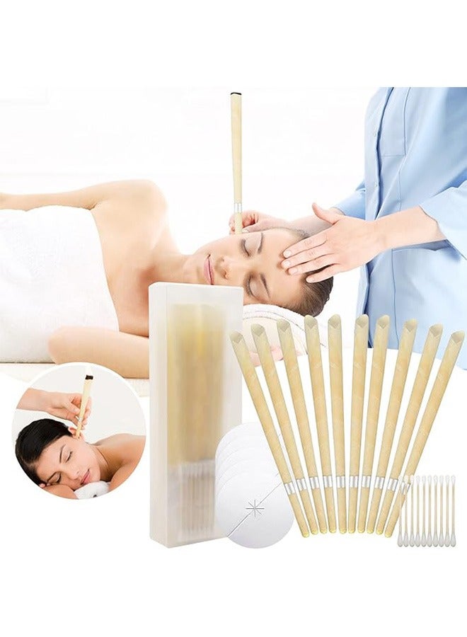 بونيتو مجموعة من 30 شمعة نقية من شمع النحل وشمع الأذن للعلاج بالعطر، بما في ذلك 15 وسادة لحماية الأذن، و 30 مسحة قطنية، ومغرفتين للأذن، لتخفيف طنين الأذن وتحسين النوم. - Image 2