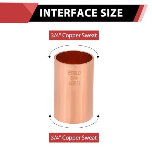 EFIELD Pro 30Pack EFIELD 34 X 34 Copper Slip Coupling No Stop CxC Sweat Connection LF Copper Plumbing Fittings34x34COPPER033 - Image 3
