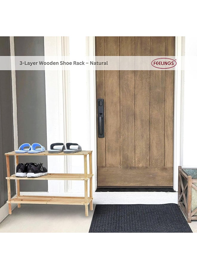 Feelings Wooden Shoe Rack 3 Tier 74Cm Natural  - Image 4