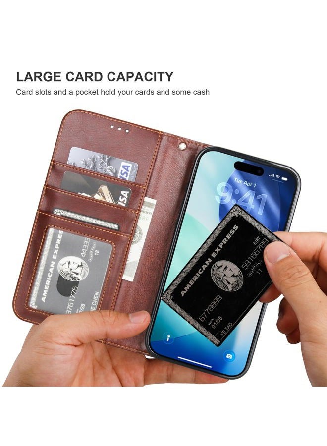Bocasal for iPhone 17 Pro Max Wallet Case Compatible with MagSafe Wireless Charging, RFID Blocking Magnetic Leather Case with Card Slots Holder Kickstand Detachable Wrist Strap 6.9 Inch (Brown) - Image 5
