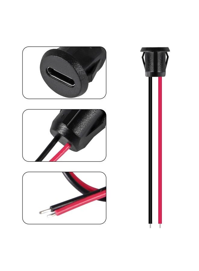 XIITIA 8pcs Type-C Female Chassis 2P Direct Crimp USB Female Chassis C Connector Jack Charging Port Waterproof with Card Buckle 3A High Current Port USB-C Charger Plug(2pin Without Terminal) - Image 3