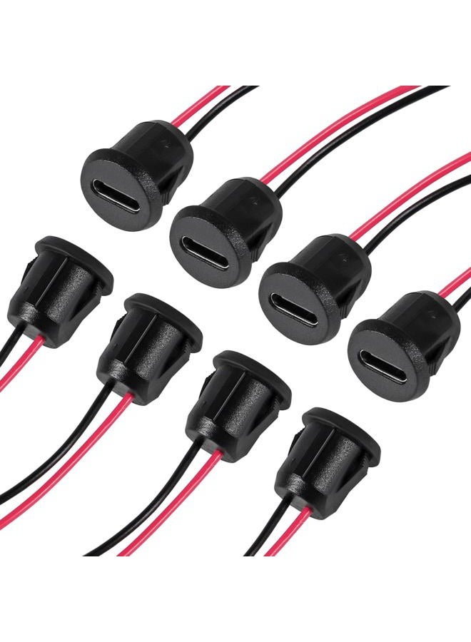XIITIA 8pcs Type-C Female Chassis 2P Direct Crimp USB Female Chassis C Connector Jack Charging Port Waterproof with Card Buckle 3A High Current Port USB-C Charger Plug(2pin Without Terminal) - Image 1