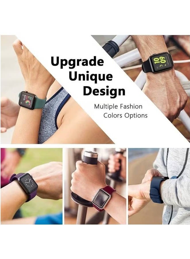 6-Pack Silicone Sport Bands for Apple Watch – Fits 38mm to 49mm, Waterproof Replacement Straps for Series 1-9, Ultra, SE, Men & Women