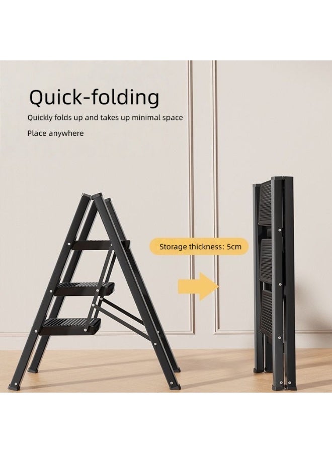 Shangxing 3-Step Folding Safety Ladder with Wide Anti-Slip Pedals, Reinforced Frame & Triangle Support – Stable Household Step Stool for Kitchen, Bedroom & Home Use - Image 2