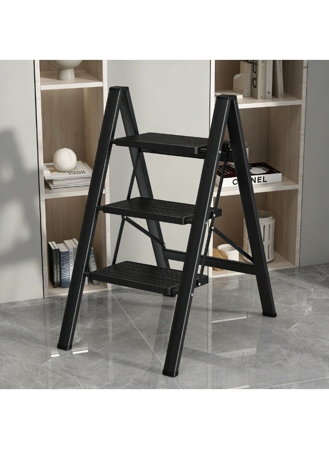Shangxing 3-Step Folding Safety Ladder with Wide Anti-Slip Pedals, Reinforced Frame & Triangle Support – Stable Household Step Stool for Kitchen, Bedroom & Home Use - Image 1