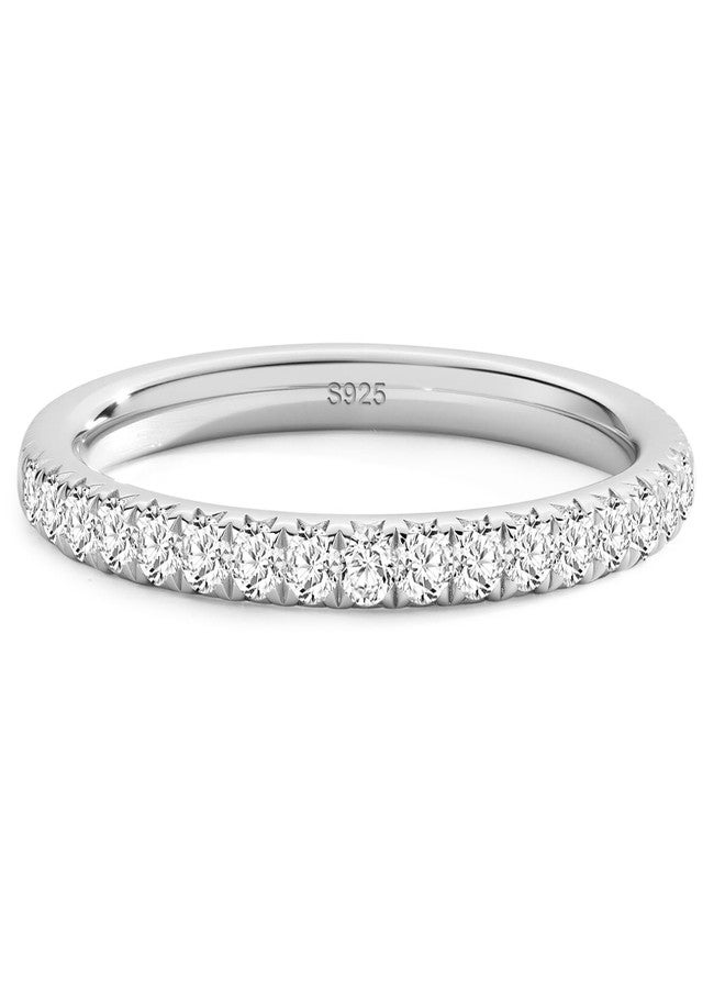 ASHINE Bezel Setting Moissanite Stackable Ring for Women, 14K Gold Plated Solid 925 Sterling Silver Eternity Ring for Wedding and Daily, Available in Size 6-8, 6.5, Sterling Silver, Moissanite - Image 1