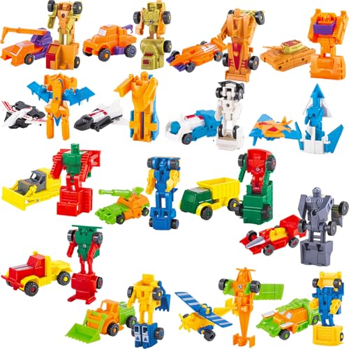 SCKTYZS Morphing Robot Construction Toy Cars Mini Pull Back Vehicles Set of 16 Action Figure Party Supplies Birthday Favors Decorations Kit for Toddlers Kids Boys Prizes Goodie Easter Gift - Image 1