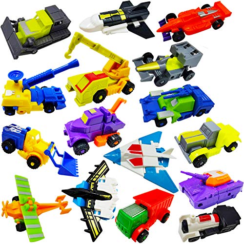 SCKTYZS Morphing Robot Construction Toy Cars Mini Pull Back Vehicles Set of 16 Action Figure Party Supplies Birthday Favors Decorations Kit for Toddlers Kids Boys Prizes Goodie Easter Gift - Image 5
