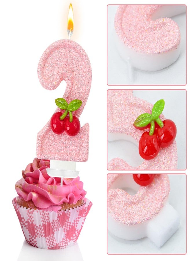 Zailo Cherry Number Birthday Cake Candles, Cherry Theme Party Decoration Supplies, Cake & Cupcake Decoration Gifts (Number 2) - Image 3