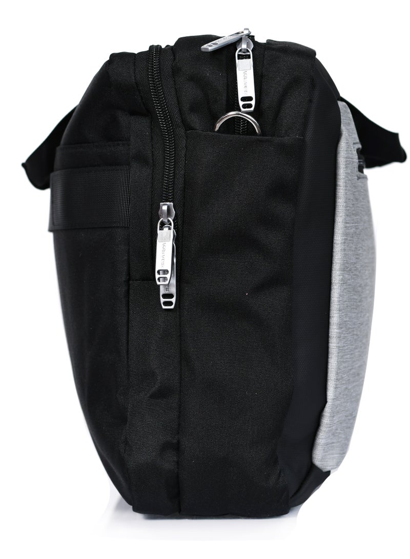 WAVES Laptop Bag, Premium Durable Lightweight Messenger Bag Front Pocket Luggage Belt and Secure Zippers for 16-inch Laptops and Tablets Gray - Image 3