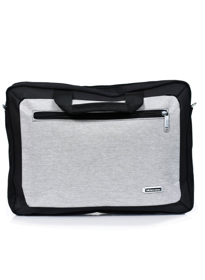 WAVES Laptop Bag, Premium Durable Lightweight Messenger Bag Front Pocket Luggage Belt and Secure Zippers for 16-inch Laptops and Tablets Gray - Image 2