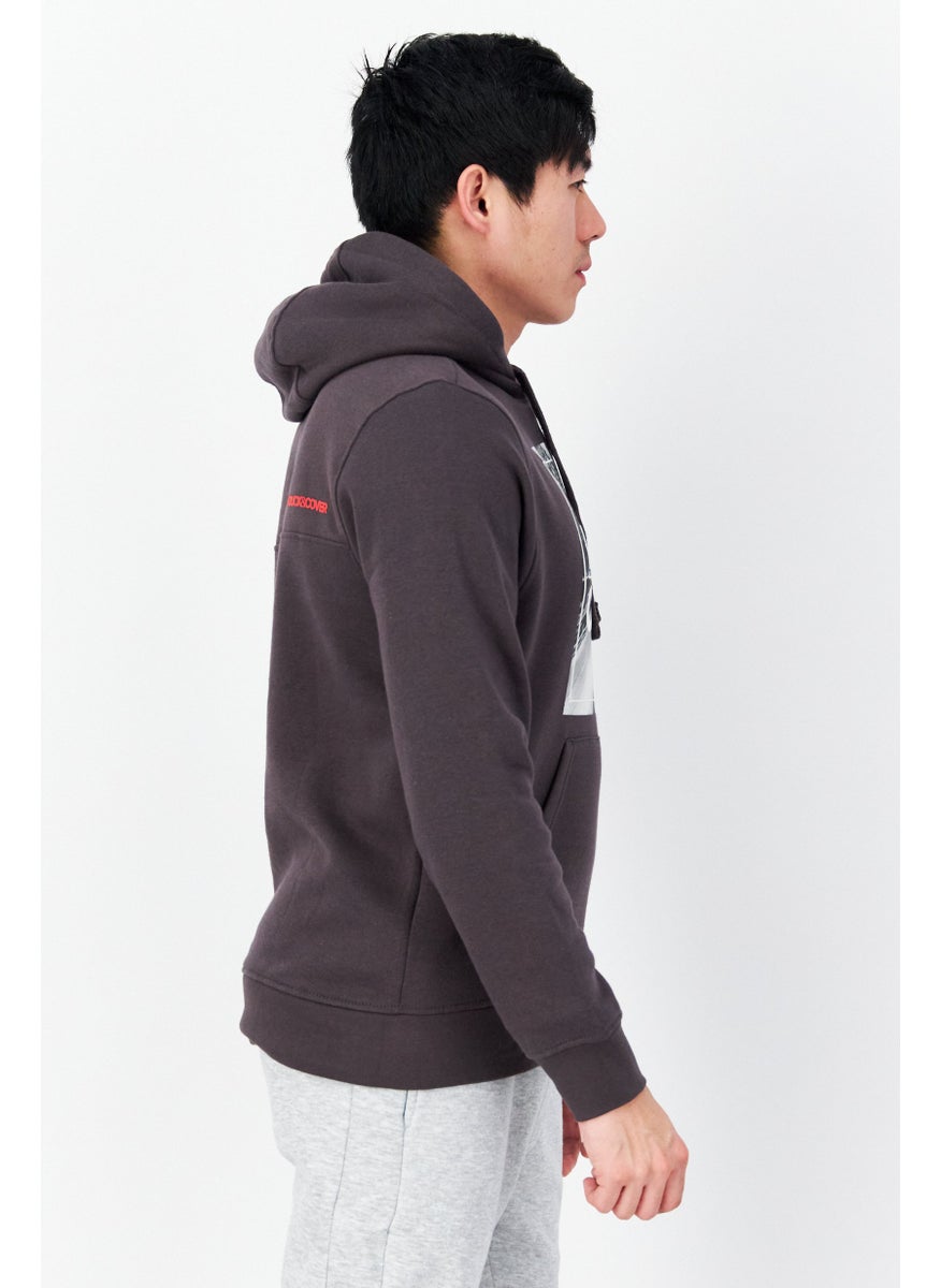 DUCK AND COVER Men Hooded Graphic Print Sweatshirt, Charcaol  - Image 3