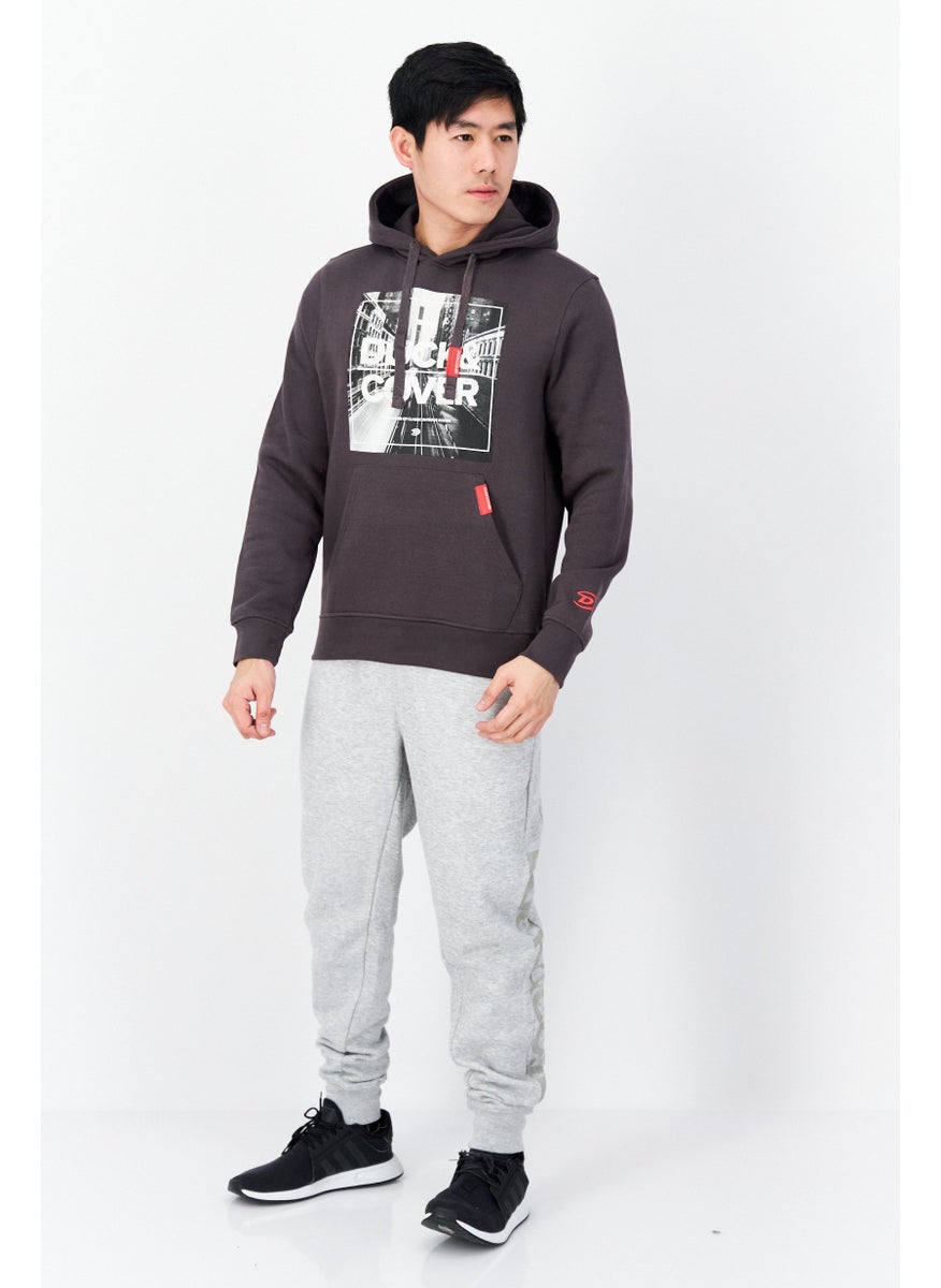 DUCK AND COVER Men Hooded Graphic Print Sweatshirt, Charcaol  - Image 4