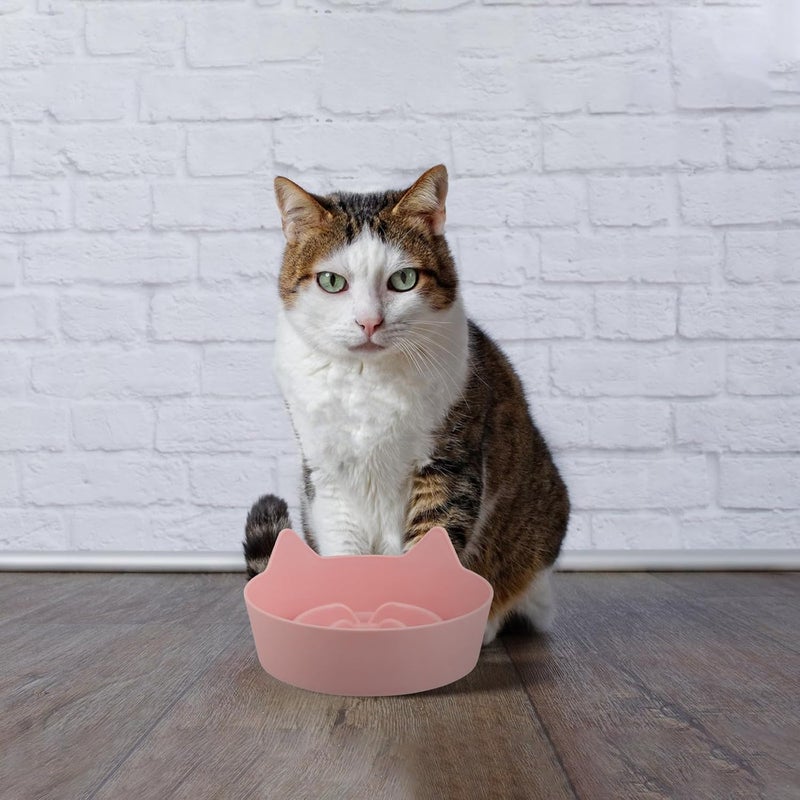 Slow Feeder Cat Bowl Non-Slip Candy Color Plastic Small Pet Feeding Dish with Cat Ear Design for Kittens and Small Dogs - Image 5