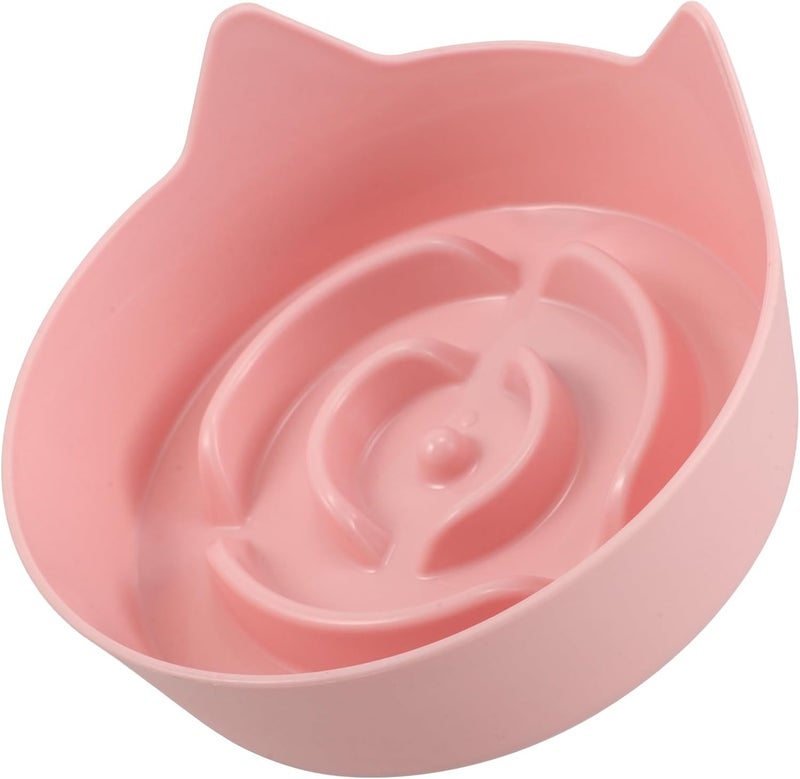 Slow Feeder Cat Bowl Non-Slip Candy Color Plastic Small Pet Feeding Dish with Cat Ear Design for Kittens and Small Dogs - Image 1