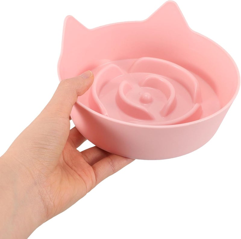 Slow Feeder Cat Bowl Non-Slip Candy Color Plastic Small Pet Feeding Dish with Cat Ear Design for Kittens and Small Dogs - Image 4