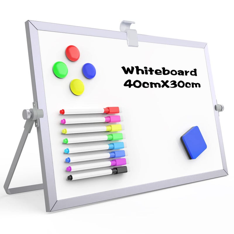 OWill Dry Erase White Board, 16inX12in Large Magnetic Desktop White Board with Stand,A3 Magnetic Whiteboard & Portable Double-Sided Whiteboard Easel for Drawing in School & Home - Image 1